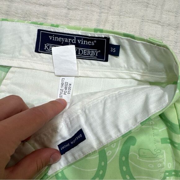 Vineyard Vines Kentucky Derby Breaker Shorts Green Lucky Horseshoe Men's Size 35 - Picture 5 of 9
